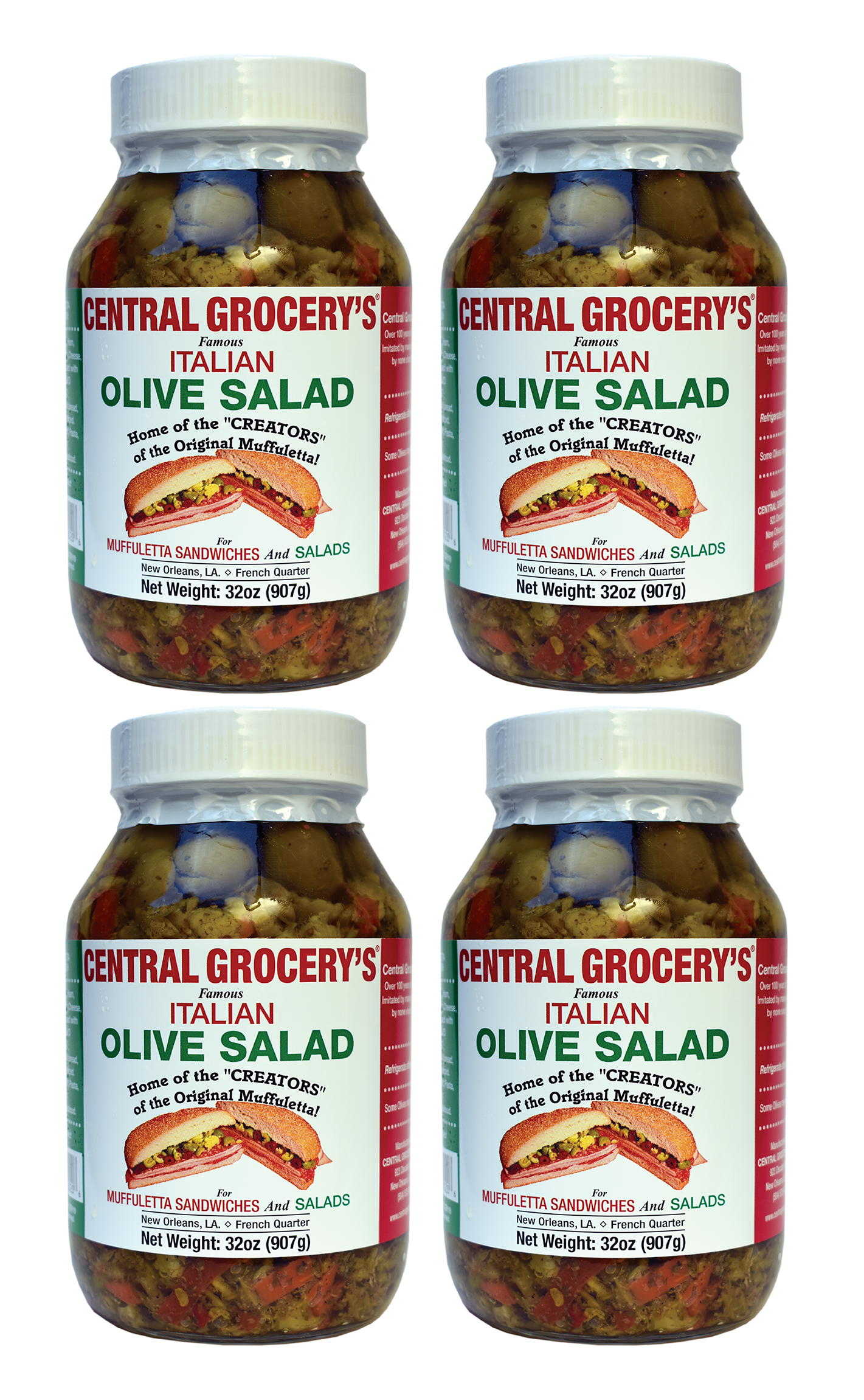 Central Grocery’s Italian Olive Salad 4 Pack (32 oz Jars)